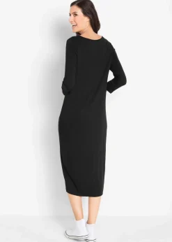 bonprix Basics|Nachhaltigere Materialien|Shirt-Kleid mit 3/4-Ärmeln schwarz