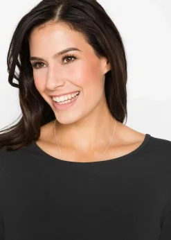 bonprix Basics|Nachhaltigere Materialien|Shirt-Kleid mit 3/4-Ärmeln schwarz