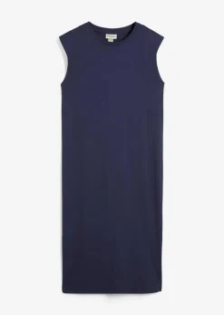 bonprix Nachhaltigere Materialien|Kleider|Shirtkleid mit Schulterpolstern aus reiner Bio-Baumwolle dunkelblau