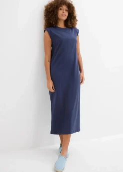bonprix Nachhaltigere Materialien|Kleider|Shirtkleid mit Schulterpolstern aus reiner Bio-Baumwolle dunkelblau