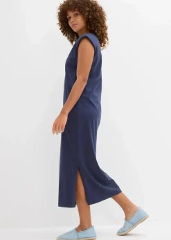 bonprix Nachhaltigere Materialien|Kleider|Shirtkleid mit Schulterpolstern aus reiner Bio-Baumwolle dunkelblau