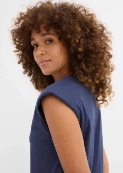 bonprix Nachhaltigere Materialien|Kleider|Shirtkleid mit Schulterpolstern aus reiner Bio-Baumwolle dunkelblau