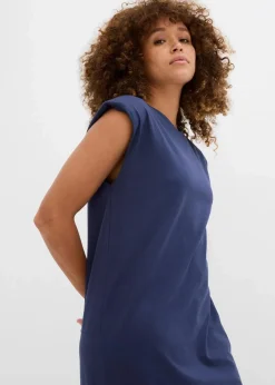 bonprix Nachhaltigere Materialien|Kleider|Shirtkleid mit Schulterpolstern aus reiner Bio-Baumwolle dunkelblau