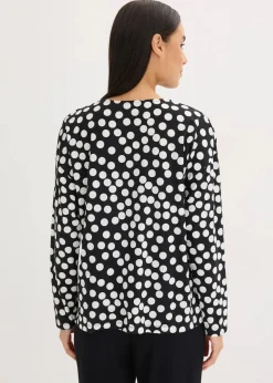 bonprix Shirts & Tops|Shirt-Tunika schwarz/wollweiß gepunktet