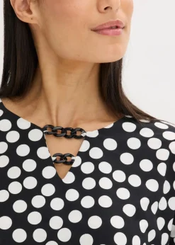 bonprix Shirts & Tops|Shirt-Tunika schwarz/wollweiß gepunktet