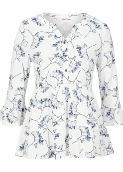 bonprix Shirts & Tops|Nachhaltigere Materialien|Shirt-Tunika, 3/4-Arm wollweiß floral