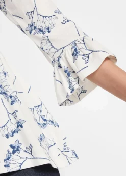 bonprix Shirts & Tops|Nachhaltigere Materialien|Shirt-Tunika, 3/4-Arm wollweiß floral