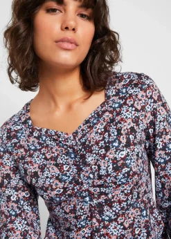 bonprix Shirts & Tops|Nachhaltigere Materialien|Shirt-Tunika aus Baumwoll-Viskose-Mix dunkelblau floral