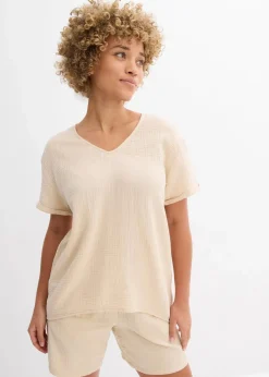 bonprix Bekleidung·Jacken & Mäntel|Blusen & Tuniken|Shirt-Tunika aus softem Musselin hellsand