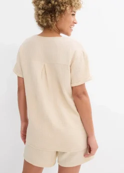 bonprix Bekleidung·Jacken & Mäntel|Blusen & Tuniken|Shirt-Tunika aus softem Musselin hellsand