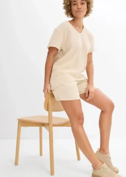 bonprix Bekleidung·Jacken & Mäntel|Blusen & Tuniken|Shirt-Tunika aus softem Musselin hellsand