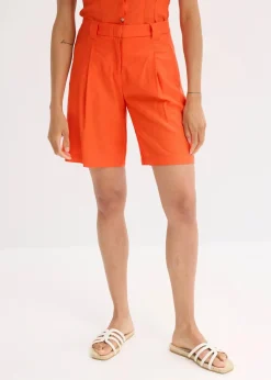bonprix Bekleidung·Outdoorbekleidung|Bekleidung·Kleider|Shorts aus leichtem Leinen-Mix mohnrot