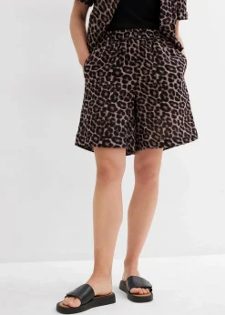 bonprix Bekleidung·Outdoorbekleidung|Bekleidung·Kleider|Shorts aus softem Musselin beige leo bedruckt