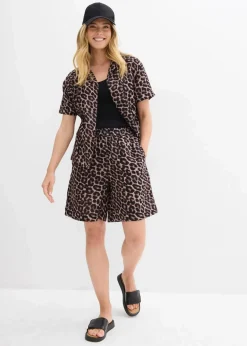 bonprix Bekleidung·Outdoorbekleidung|Bekleidung·Kleider|Shorts aus softem Musselin beige leo bedruckt