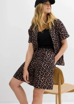 bonprix Bekleidung·Outdoorbekleidung|Bekleidung·Kleider|Shorts aus softem Musselin beige leo bedruckt