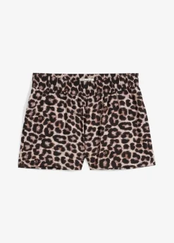 bonprix Bekleidung·Outdoorbekleidung|Bekleidung·Kleider|Shorts mit elastischem Bund beige leo bedruckt