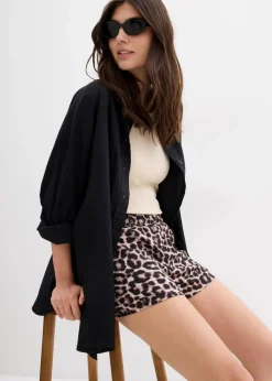 bonprix Bekleidung·Outdoorbekleidung|Bekleidung·Kleider|Shorts mit elastischem Bund beige leo bedruckt