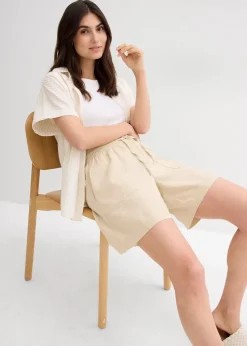 bonprix Bekleidung·Outdoorbekleidung|Bekleidung·Kleider|Shorts mit Leinen hellsand