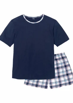 bonprix Pyjamas|Große Größen|Shorty dunkelblau kariert