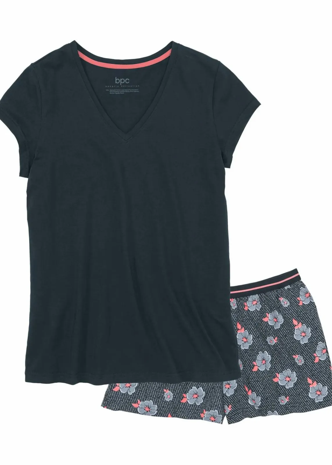 bonprix Wäsche·Nachtwäsche|Nachtwäsche|Shorty aus reiner Baumwolle nachtblau