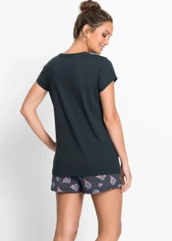 bonprix Wäsche·Nachtwäsche|Nachtwäsche|Shorty aus reiner Baumwolle nachtblau