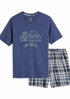 bonprix Pyjamas|Große Größen|Shorty mit Baumwolle indigo kariert
