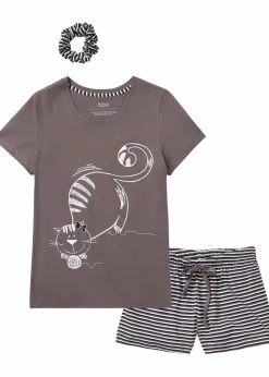 bonprix Wäsche·Nachtwäsche|Nachhaltigere Materialien|Shorty mit Haargummi rauchbeere gestreift