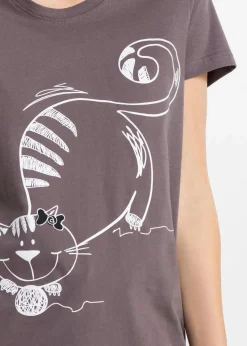 bonprix Wäsche·Nachtwäsche|Nachhaltigere Materialien|Shorty mit Haargummi rauchbeere gestreift