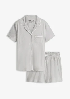 bonprix Wäsche·Basics|Wäsche·Nachtwäsche|Shorty mit Knopfleiste hellgrau meliert