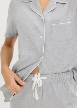 bonprix Wäsche·Basics|Wäsche·Nachtwäsche|Shorty mit Knopfleiste hellgrau meliert