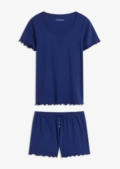 bonprix Wäsche·Nachtwäsche|Nachhaltigere Materialien|Shorty mit Knopfleiste marineblau