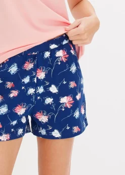bonprix Wäsche·Nachtwäsche|Nachhaltigere Materialien|Shorty mit längerer Shorts softrosa/tiefseeblau geblümt