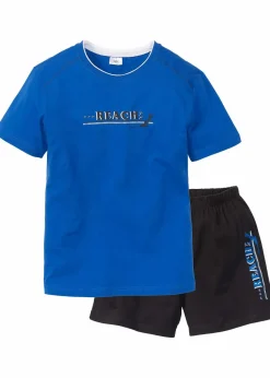 bonprix Wäsche|Große Größen|Shorty mit weicher Baumwolle azurblau/schwarz