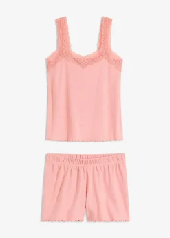 bonprix Wäsche·Nachtwäsche|Nachtwäsche|Shorty mit zartem Spitzenbesatz antikrosa