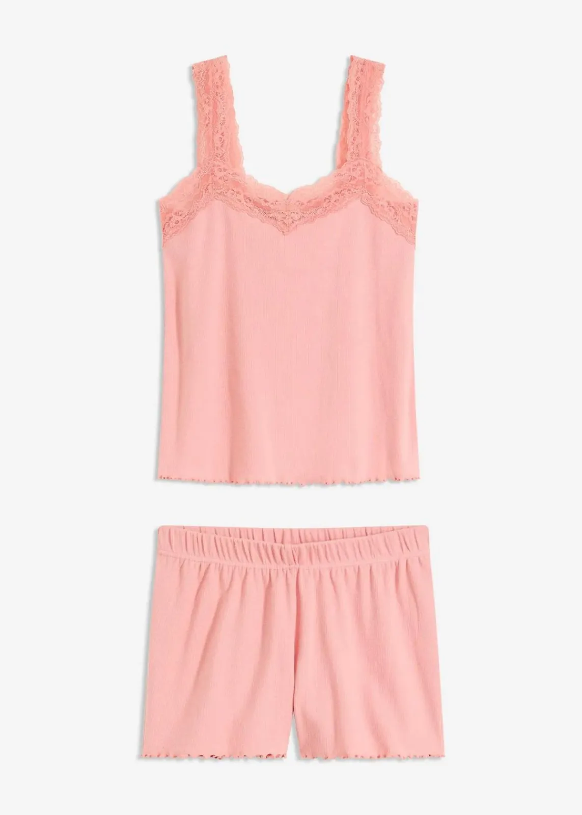 bonprix Wäsche·Nachtwäsche|Nachtwäsche|Shorty mit zartem Spitzenbesatz antikrosa