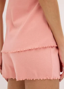 bonprix Wäsche·Nachtwäsche|Nachtwäsche|Shorty mit zartem Spitzenbesatz antikrosa