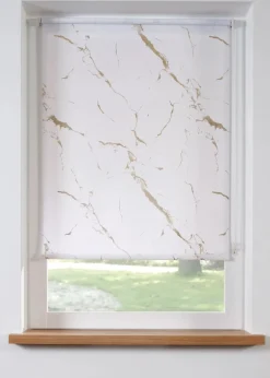 bonprix Rollos|Sichtschutzrollo mit Glanzdruck weiß/gold