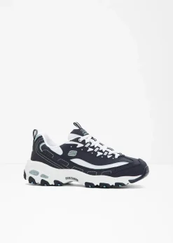 Skechers High Heels|Sport- & Trekkingschuhe|Chunky Sneaker aus Leder dunkelblau/weiß