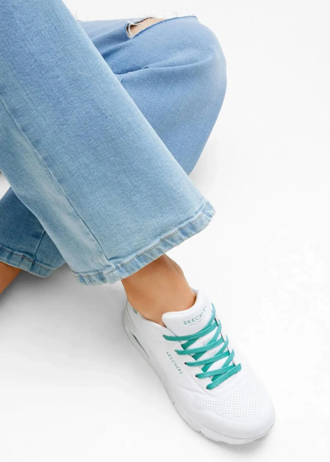 Skechers High Heels|Sneaker|Sneaker mit Memory Foam weiß/mint