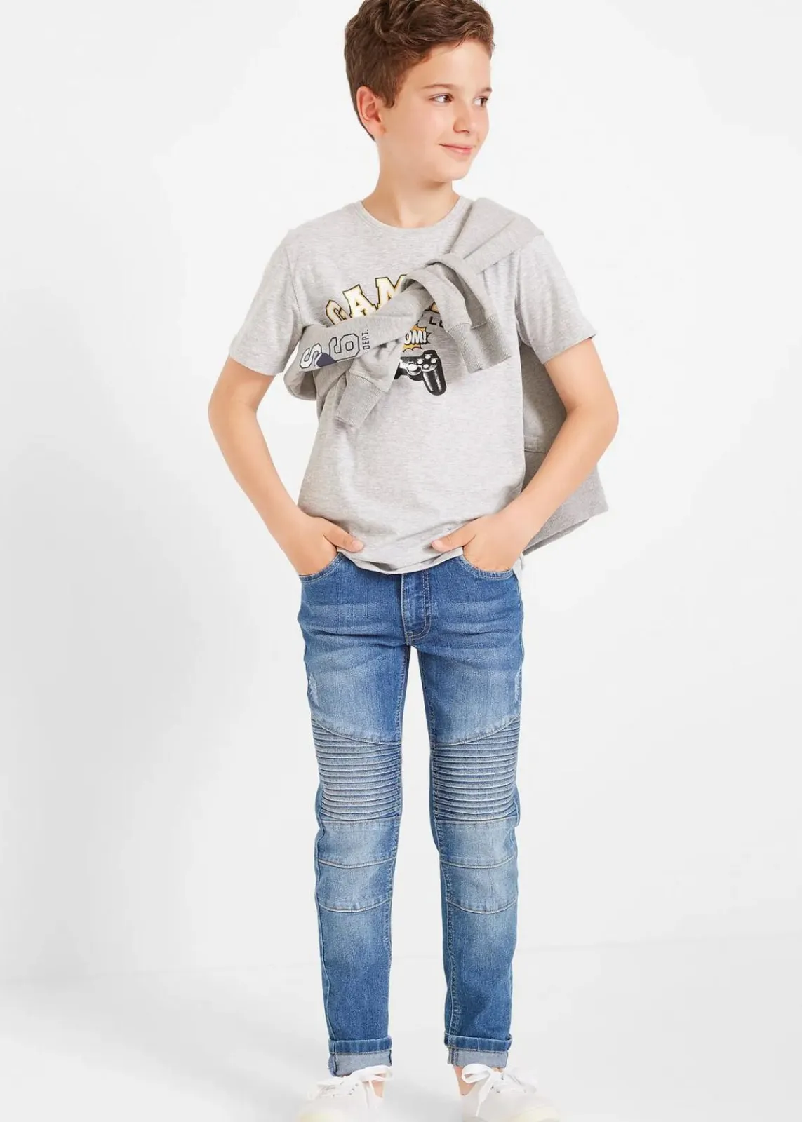 bonprix Jungen 9-16 Jahre·Bademode|Jungen 9-16 Jahre·Jeans|Skinny Fit Stretch-Jeans mit verstellbarem Bund, Straight blau denim