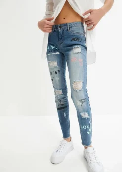 bonprix Bekleidung·Shirts & Tops|Jeans|Skinny Jeans Mid Waist blau denim