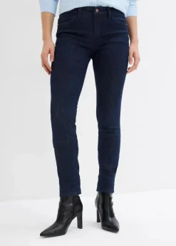 bonprix Jeans|Kurzgrößen|Skinny Jeans Mid Waist, Bio Baumwolle tiefblau denim ungewaschen