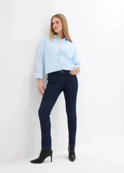 bonprix Jeans|Kurzgrößen|Skinny Jeans Mid Waist, Bio Baumwolle tiefblau denim ungewaschen
