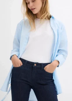 bonprix Jeans|Kurzgrößen|Skinny Jeans Mid Waist, Bio Baumwolle tiefblau denim ungewaschen