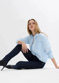 bonprix Jeans|Kurzgrößen|Skinny Jeans Mid Waist, Bio Baumwolle tiefblau denim ungewaschen