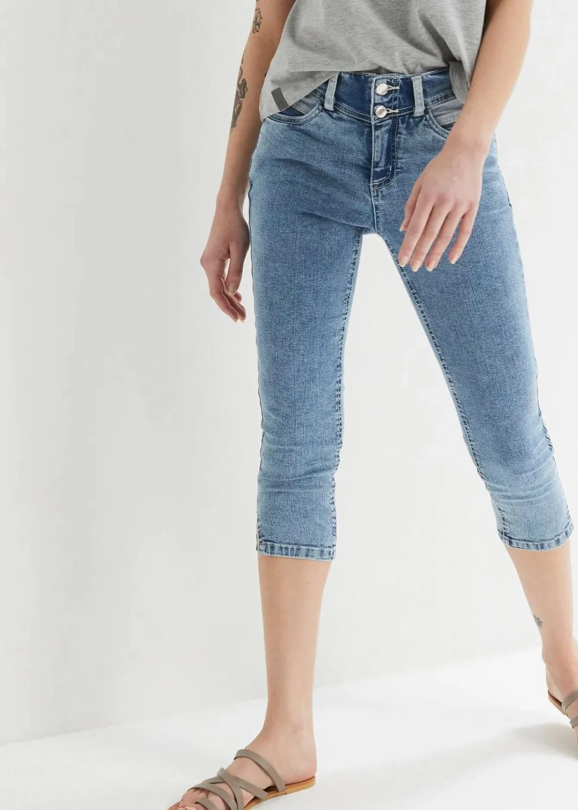 Skinny Jeans Mid Waist, knieumspielend Stretch|bonprix Clearance