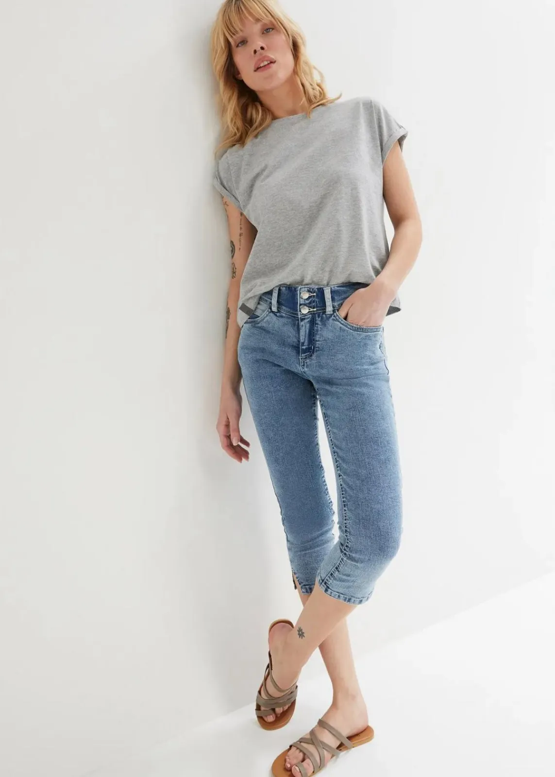 Skinny Jeans Mid Waist, knieumspielend Stretch|bonprix Clearance