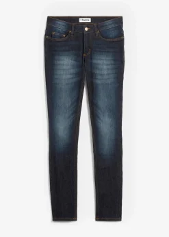 bonprix Jeans|Kurzgrößen|Skinny Jeans Mid Waist, Stretch dunkelblau used