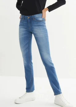 bonprix Jeans|Kurzgrößen|Skinny Jeans Mid Waist, Stretch blau used