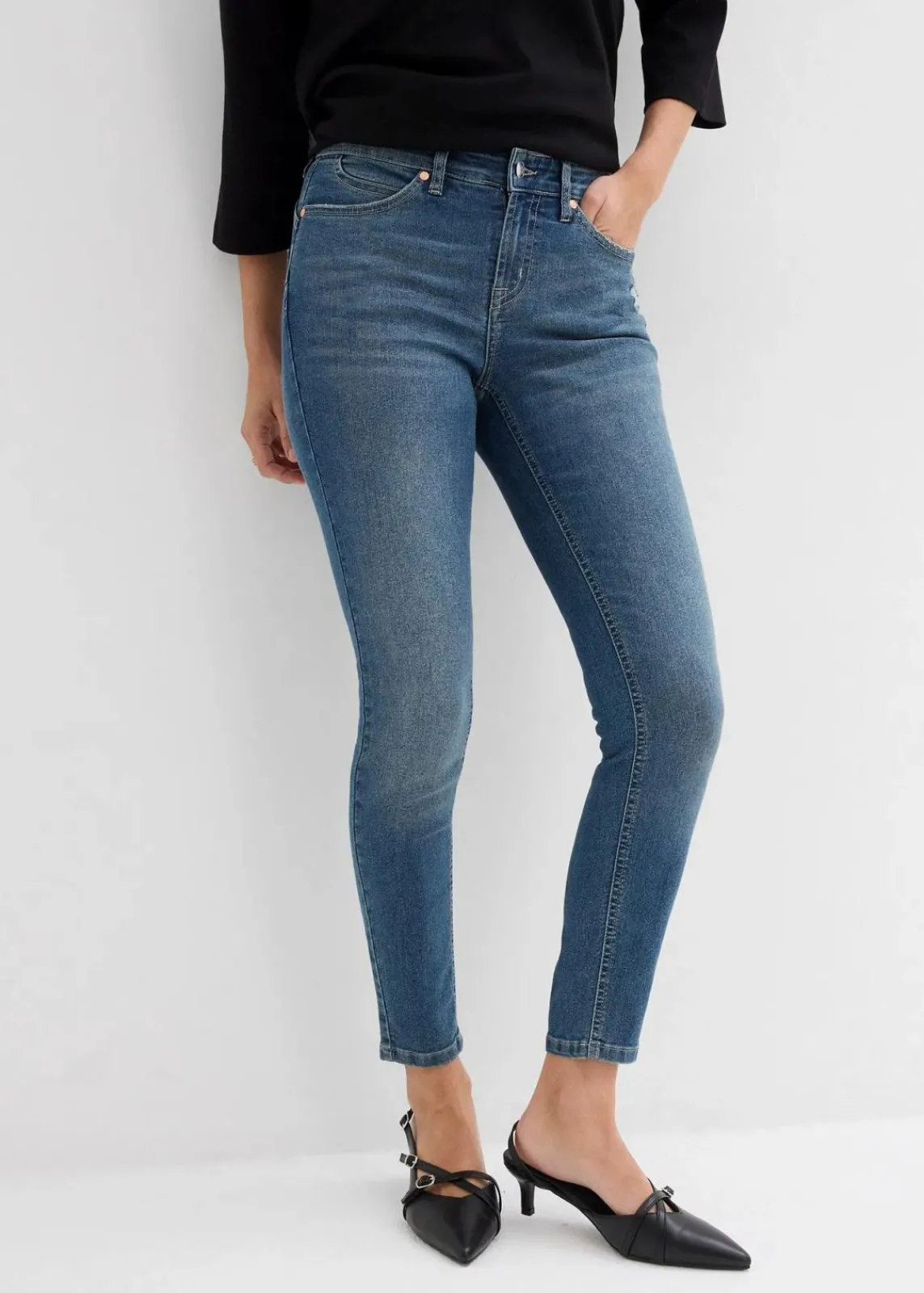 Skinny Jeans Mid Waist, Stretch|bonprix Best